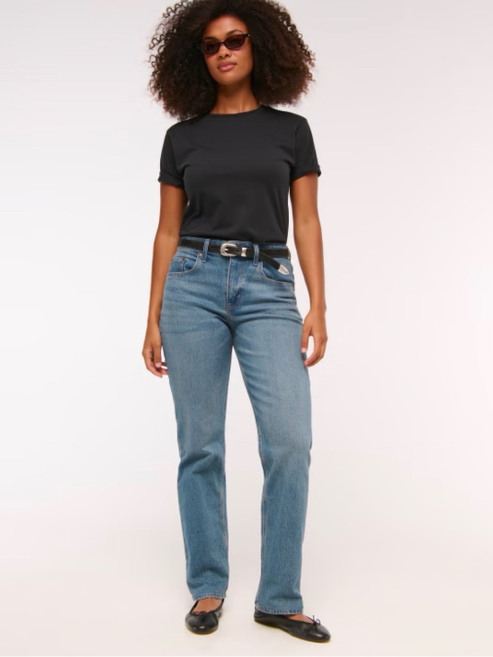 Abercrombie & Fitch 90’s Straight-Leg Jeans Curve Love Medium Blue Wash Women’s